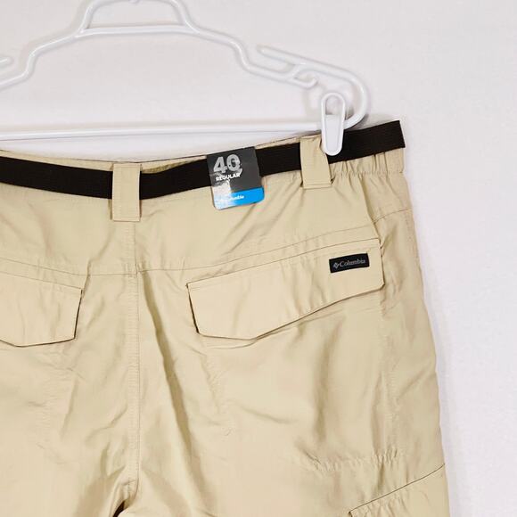 Columbia Cargo Shorts Men's 40 Omni Shade 50 UPF Moisture Wicking Khaki Belted - Picture 9 of 12